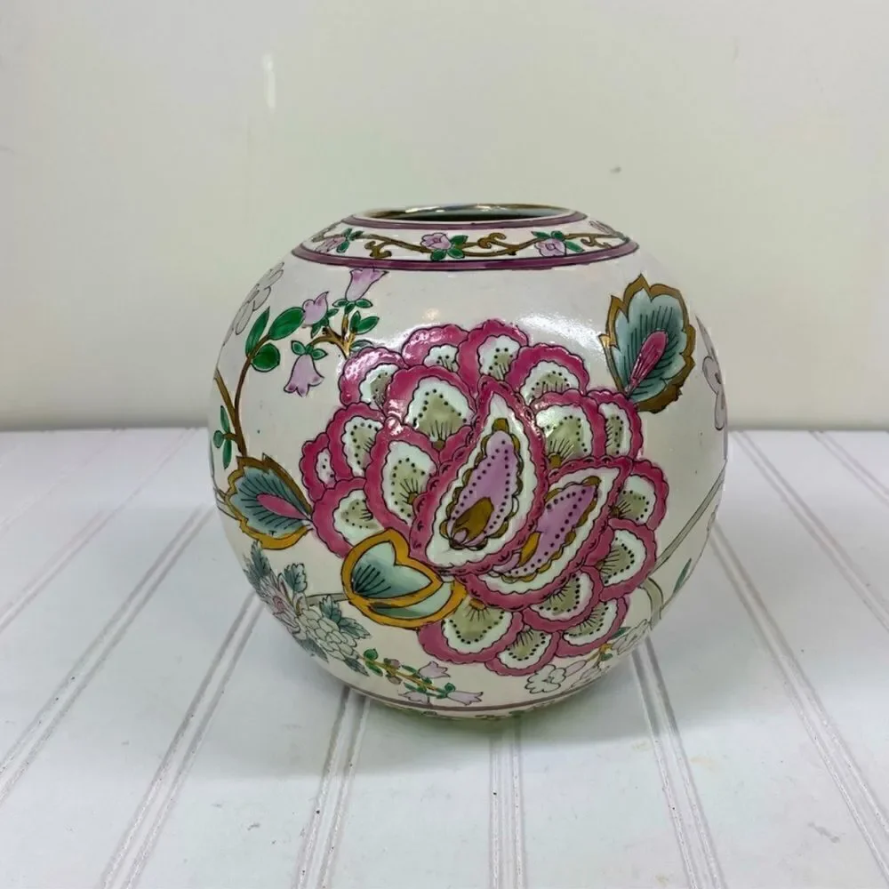 Pink Floral Ginger Jar Vase Vintage From JCPenney Exclusive